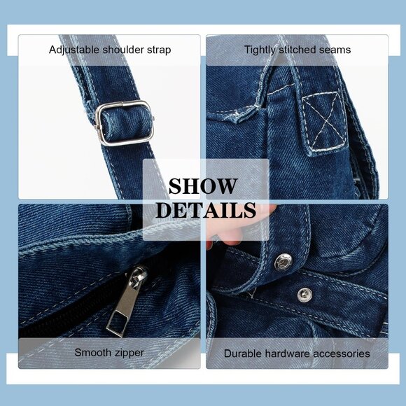 Denim Bag Casual Tote Bag Aesthetic Canvas Messenger Bag Lightweight Crossbody f - Picture 6 of 7